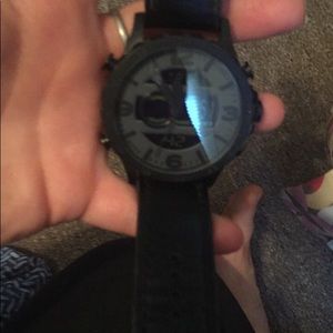 Black and gray Fossil watch